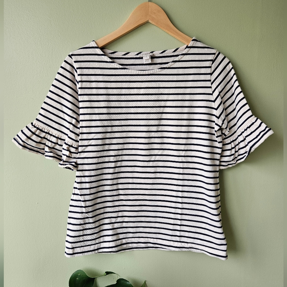 J Crew Striped Bell Sleeve Top